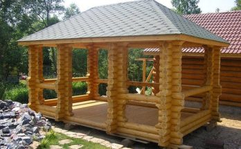 беседка из оцилиндрованного бревна